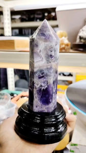 Natural Brazil Chevron Amethyst Crystal Point Ornament CVP02