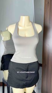 BUY 1 + GET 2 FREE (3PCS) LALLIZA Racerback Double Lining Front and Back Full Length Plain Top Women Womenswear Comfortable Basic Fit Everyday