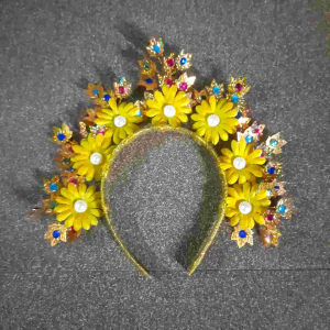 Headpiece Bunga Mutiara Princess Kuning Mahkota