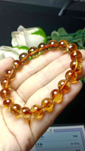 (Certificate) High Grade Brazil Citrine Crystal Stone Super shiny Bracelet 9mm+ (附证书)高货超闪巴西黄水晶手串 9mm+
