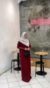 Gamis Inara Lengan Kancing Knit | Gamis Polos Kekinian | Dres Panjang Turki
