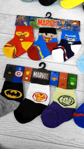 (grosir isi 12 pasang) Kaos Kaki Bayi laki laki baby cowok 0 12 bulan motif karakter superhiro