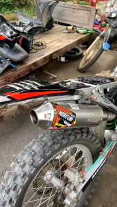 KNALPOT NORIFUMI ROCKET 4 COMPETITION KOMPETISI DTRACKER KLX CRF WR FULL STENLIS FULL SYSTEM INLET 50 MM OUTLET 50 MM