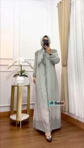 SET SYARI CERUTY MOTIF ETNIK VARIASI KANCING