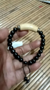 Gelang plat Cemeti kayu Gading dipadukan dengan bijian kaukah