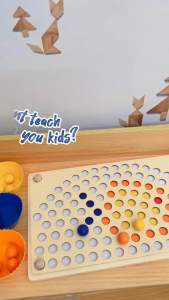 BabyBoss Wooden Peg Board Beads Game Rainbow Clip Bead Sorting Montessori Toy Counting Matching Early Education