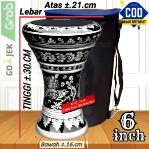 Darbuka Mini Atau Dumbuk Marawis 6 inc Silver Hitam Power Beat Hitam