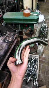 LEHER KNALPOT DOUBLE PIPA RX KING LEHERAN RX KING CHROME