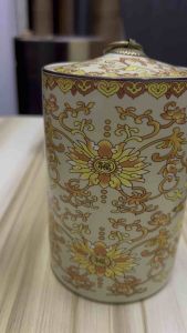[SG]Ceramic Tea Leaf Storage Canister Airtight Sealed Porcelain Tea Caddy Vintage Gold Floral Lotus Pattern Kitchen