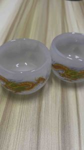 [SG]White Jade Teacups  Golden Tea Set (Set of 2)
