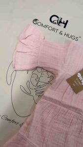 Comfort & Hugs x Dirkje Collection Light Pink Muslin Girl Dress Cute Summer Outfit With Buttons