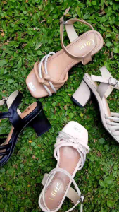 Sandal heels wanita full permata hak tahu 6cm - RENATA
