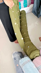 Cringkle Puff Embroidery / Cringkle Airflow Bordir Motif Love / Cringkle Cantik Lucu Harga 1/2 meter