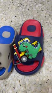 ✨TTFS✨ Kids Soft EVA Cartoon Slides | Cute Detachable Charm Sandals for Boys & Girls | Rotatable Dinosaur Design