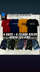 [ PAKET HEMAT ] 100rb dapat 4 Kaos dan 4 Celana Kolor Mizuno | Stelan Pria dewasa Distro