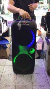 (งานไทย) ตัวใหญ่ ลำโพงบลูทูธSoundmilan ขนาด 10นิ้วx2ดอก รุ่นML222 รุ่นใหม่ล่าสุด เสียงดีเบสแน่น portable wireless speaker ฟรีไมค์ลอย2ตัว