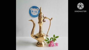 BrassByfa F1324 กาน้ำชาทรงอินเดีย ขนาด11.5นิ้ว (ในภาพคู่คือใบสูง) +