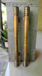 Handle Pintu Rumah Kuningan Motif Polos Ukir Antik 60 cm 4 pcs