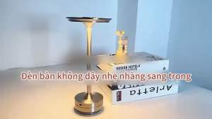 D060 Đèn bàn không dây LED cao cấpSạc lại Chạm Cầm tay Bàn café Nhà hàng Phòng ngủ Độ sáng 3 cấp độ