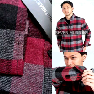 Kemeja Flanel Motif Merah & Kotak Kombinasi