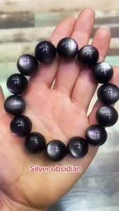 “Natural Silver Obsidian Bracelet – Elegant Shine Protective EnergyPowerful Energy Good Luck Health CrystalHappinessFashion BraceletPerfect for Gifts or personal us Limited Stock 「天然精品银黑曜石手串」奢华银光,护身辟邪,经典低调气质之选助您转运开财