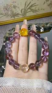 [Love & Prosperity] Amethyst + Citrine + Clear Quartz Bracelet | Attract Wealth Protect Love Boost Energy Powerful Energy Good Luck Health CrystalHappinessFashion BraceletPerfect for Gifts or personal us爱与能量守护爱情招财旺运