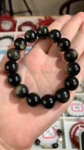Natural Golden Sand Obsidian Bracelet – Premium Double-Eyed Beads Elegance with Powerful EnergyGood Luck Health CrystalHappinessFashion BraceletPerfect for Gifts or personal us Limited Stock 招财辟邪助您转运