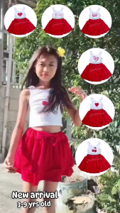 SCARLET LAYERED TERNO SKIRT COTTON SPANDEX SUNLIMATION PRINT 3-9 YRS OLD