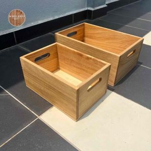 Solid wood decorative crates or box /storage crates or box with Handle Hole | Organiser Storage Box | Container Storage Box| Toys storage organizer | | 收纳置物柜 | Storage Box Organizer | 收纳盒| Solid Wood Kayu Solid