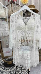 Set bikini ren đi biển Bộ bơi nữ 3 chi tiết có bán rờiShop Honniehouse Hà Nội Ren 01_