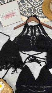 áo bra biển đan móc màu đen - nhiều kiểu