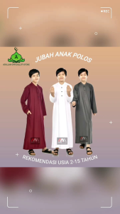Jubah Anak Laki-Laki Lengan Panjang Polos Untuk Usia 2-15 Tahun Toyobo Premium