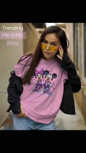 Mickey & Minnie CoupLe Graphic Print Round Neck T-Shirt Top for both Genders