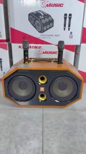 LOA KARAOKE XÁCH TAY BASS 20CM THÙNG GỖ BỌC DA KẾT NỐI BLUETOOTH TẶNG KÈM 2 MICRO CAO CẤP