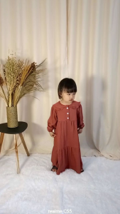 Zahra Long Dress CINNAMON - Gamis Anak Perempuan Bahan Rayon Twill Premium