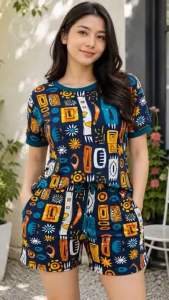 Ringer terno short shirt ladies fashion clothes streetwear (fit small-XL) womenwear comfy set outfit printed