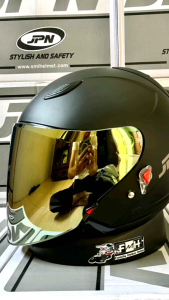 HELM JPN GALAXI SOLID WARNA HITAM DOF PAKET GANTENG FLAT VISOR IRIDIUM NORISK