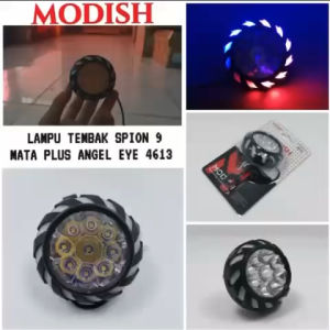 Lampu Sorot Tembak LED 9 Mata Plus Breket Spion Model Projie