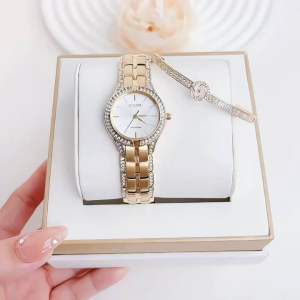 Đồng Hồ Nữ Citizen FE2062-58A Eco Drive Size 28 Thiết Kế Vàng Gold