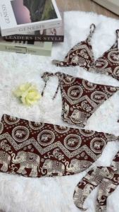 INTERชุดเซทบิกินี่3ชิ้น(ลายช้าง)ชุดแซ่บๆไปทะเล ซัมเมอร์นี้ห้ามพลาด ชุดเซ็ตสุดเซ็กซี่ เนื้อผ้าสปันเรยอน ใส่สบายฟรีไซส์🐘🇹🇭