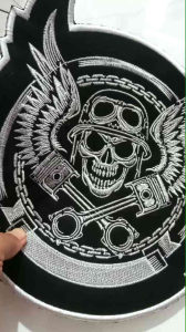Backpatch Bordir Tengkorak Sayap 235x26 cm Aksesoris Jaket