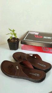 Sandal Kulit Sintetis Pria Dewasa /Sendal Jepit Flipper Terbaru Selop Slop Casual Murah 100% Real Pick Coklat Hitam S01