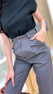 CORAGE กางเกง 4 สี กางเกงใส่ทำงาน ทรงบอย กางเกงขากระบอกเล็ก กางเกงเอวสูง กางเกงใส่ทำงาน กางเกงขายาวผู้หญิง กางเกงทำงาน ผญ กางเกงใส่ทำงาน