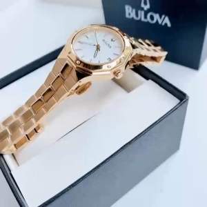 Đồng Hồ Nữ Bulova 97M119 Quartz Size 32 Octagon Full Gold