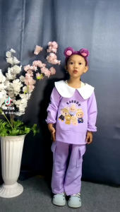Baju Setelan Anak Gambar LABUBU Viral Celana Panjang Cargo 2-12 Tahun