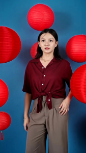 AR Fasshop Baju Kemeja Rayon Wanita Lengan Pendek Premium