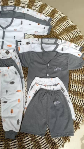 paket baju celana bayi 18pcs 9stel seri Abu berkualitas premium