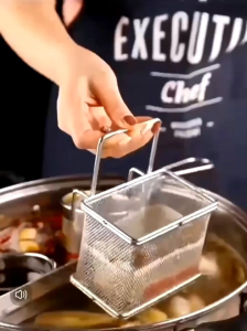 OHHDEER Stainless Steel Hot Pot Colander with Hook Noodle Drainer Filter Mesh Sieve Strainer Spoon Kitchen Tools 不锈钢油炸篮