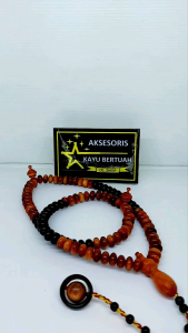 tasbih kayu agathis kombinasi galih kelor bandul cincin