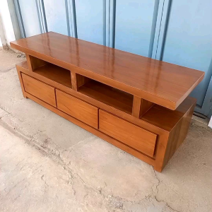 Rak Meja TV Minimalis Kayu Jati